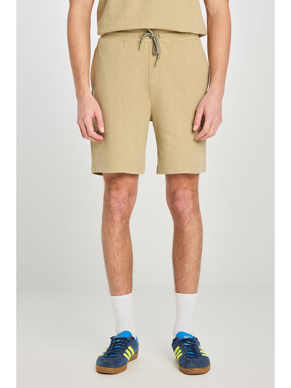 Relaxed Fit Geniş Kesim Normal Bel Pamuklu Açık Yeşil Sweatşort-2