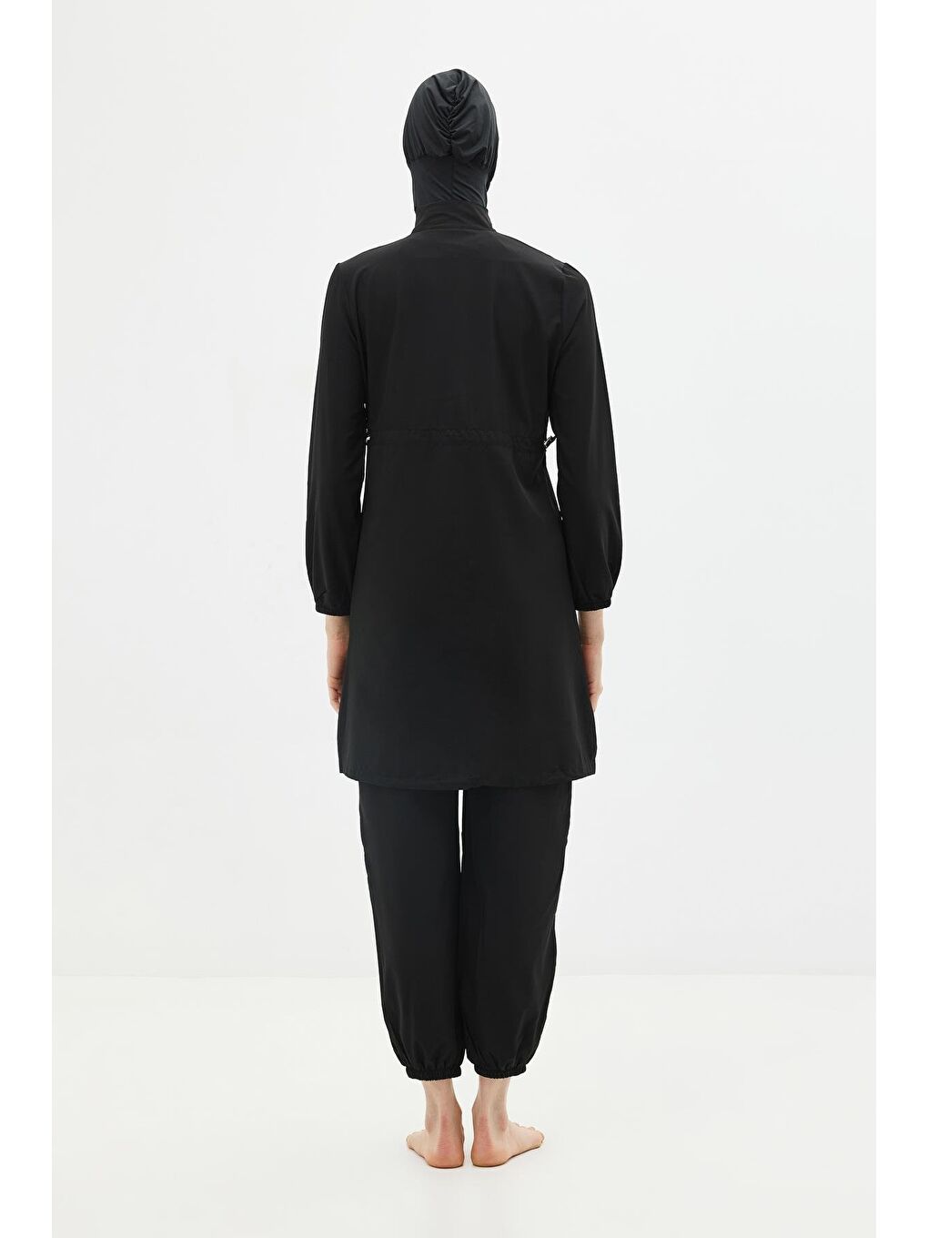 Uzun Tunikli 4'Lü Düz Tesettür Mayo 6056 Siyah-6