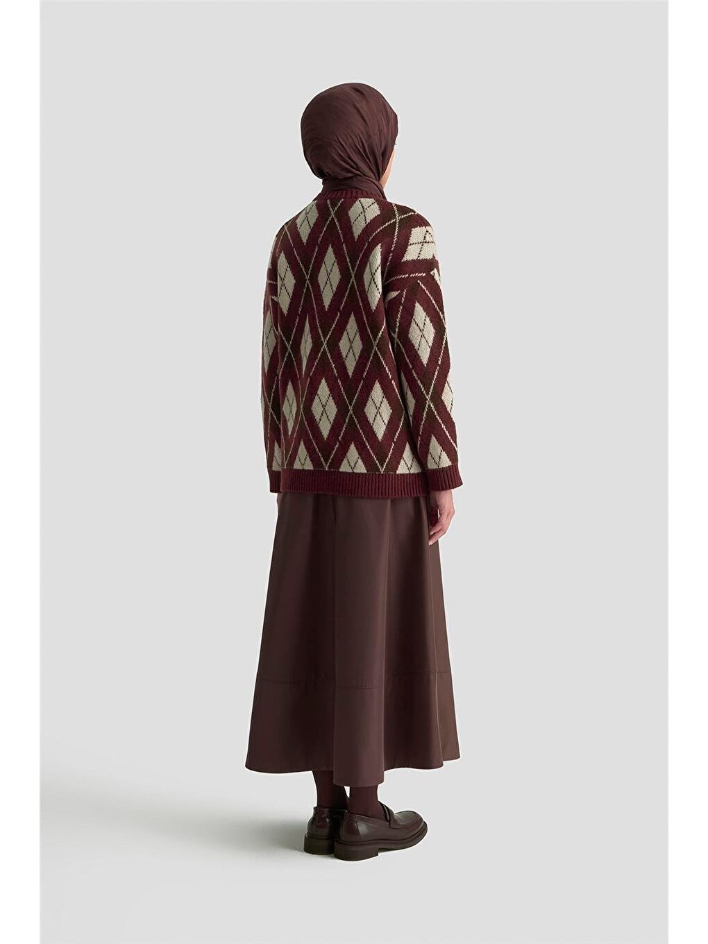 Baklava Desenli Kazak 25Kd6004 Bordo-4