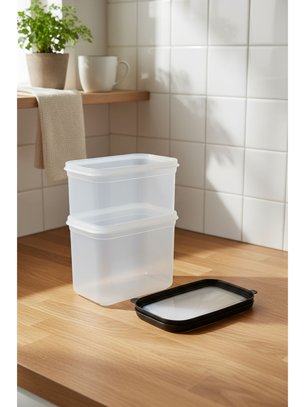 Hide Plus 2'li Saklama Kabı 1900 ml Siyah-2