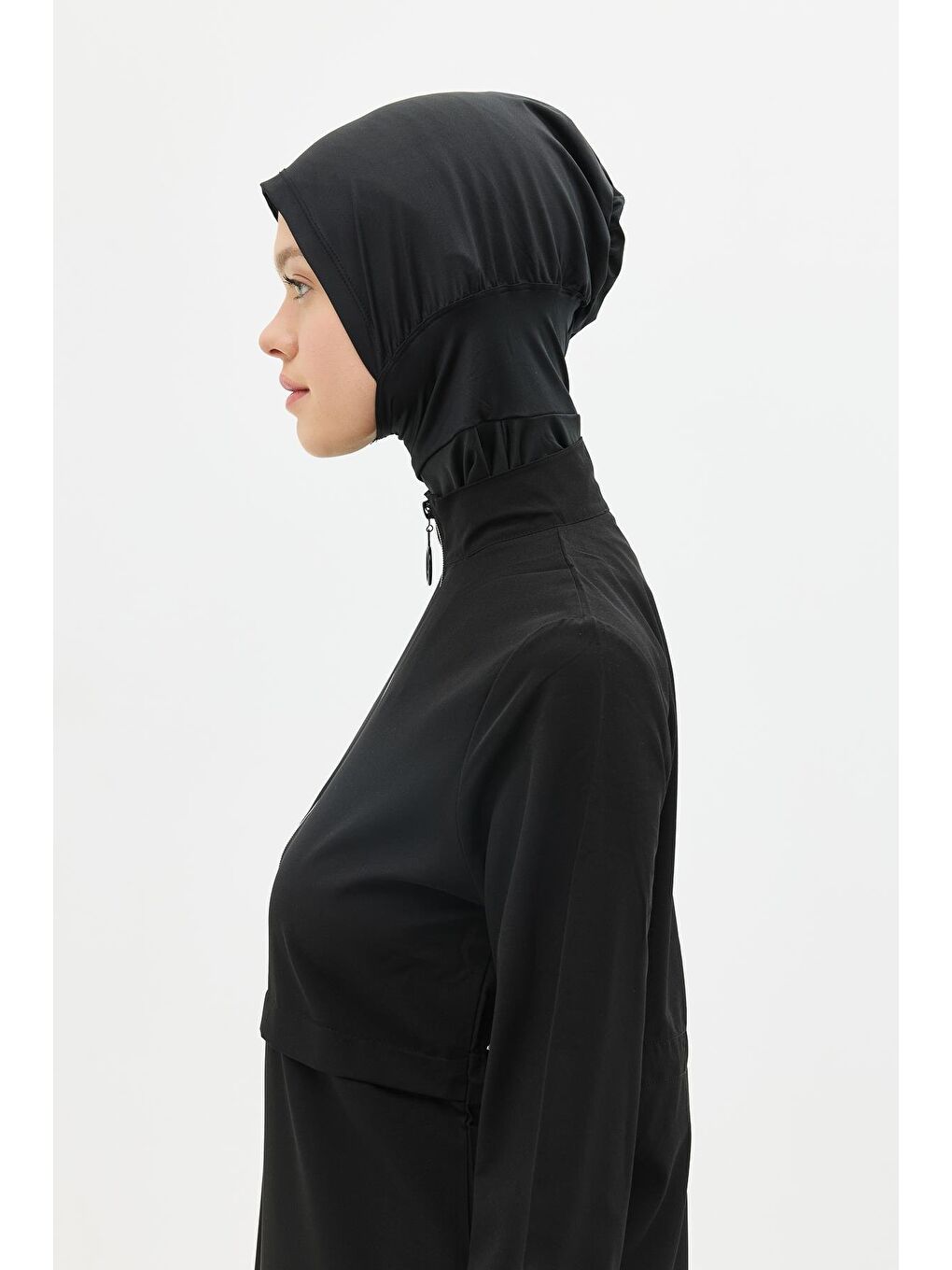 Uzun Tunikli 4'Lü Düz Tesettür Mayo 6056 Siyah-10
