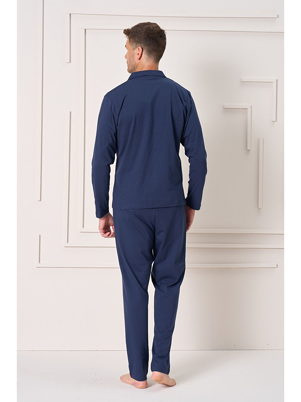Lacivert Erkek Penye Uzun Kol Pijama Takımı 2157 Laci03-1