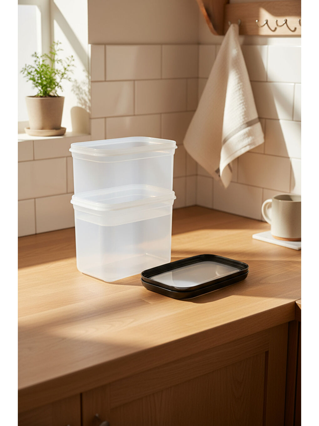 Hide Plus 2'li Saklama Kabı 1900 ml Siyah-3