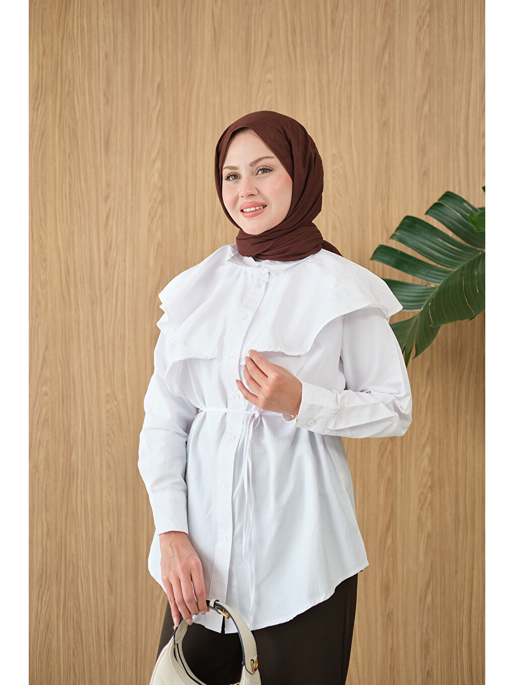 Kadın Pelerin Görünümlü Gömlek Beyaz-2