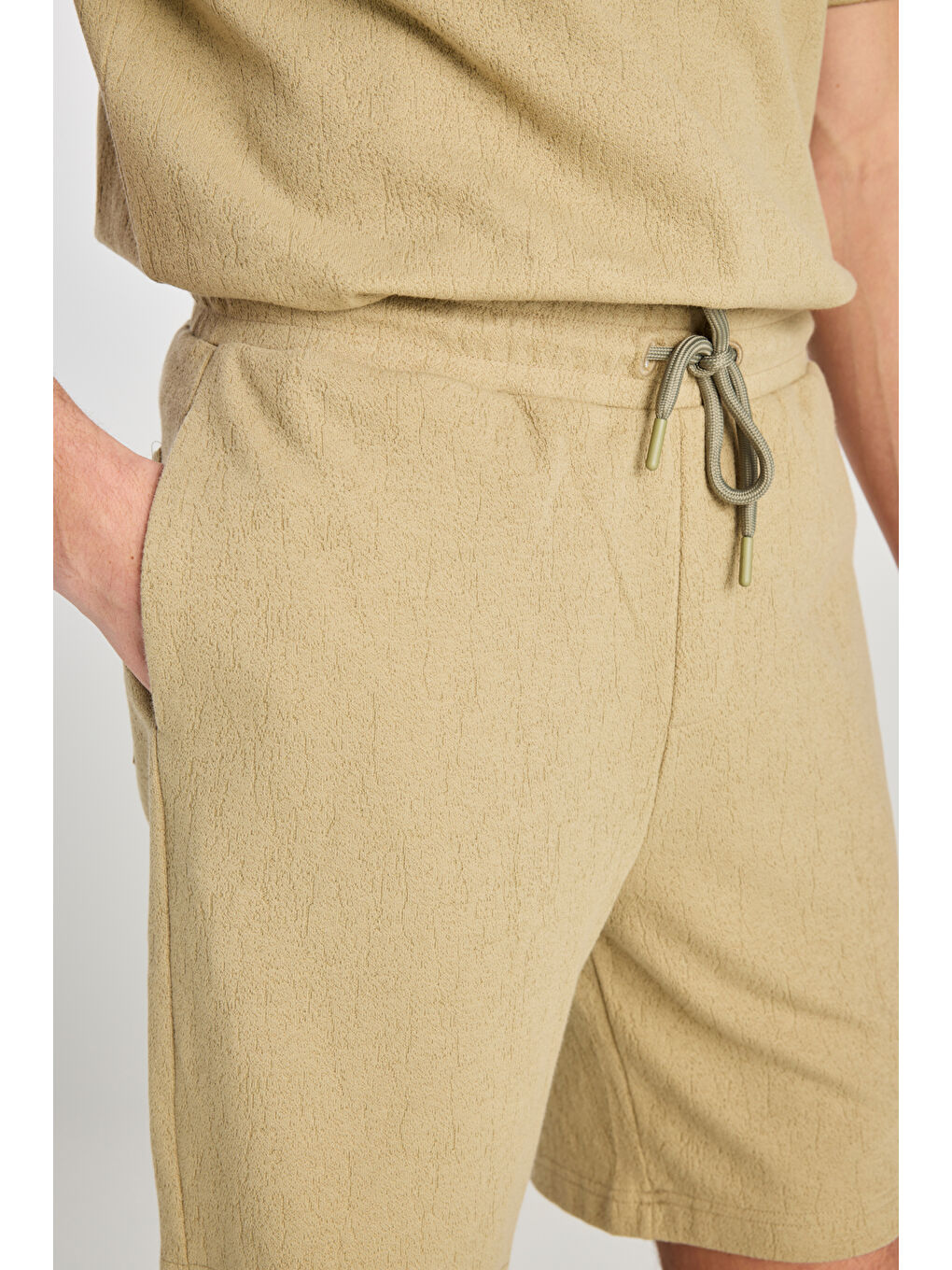 Relaxed Fit Geniş Kesim Normal Bel Pamuklu Açık Yeşil Sweatşort-3