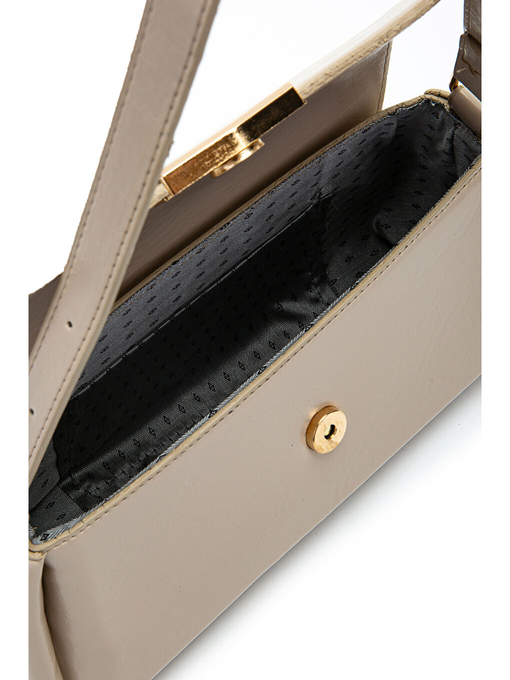 Bej Suni Deri Axel Dikdörtgen Kadın Kol Çanta Vizon-3