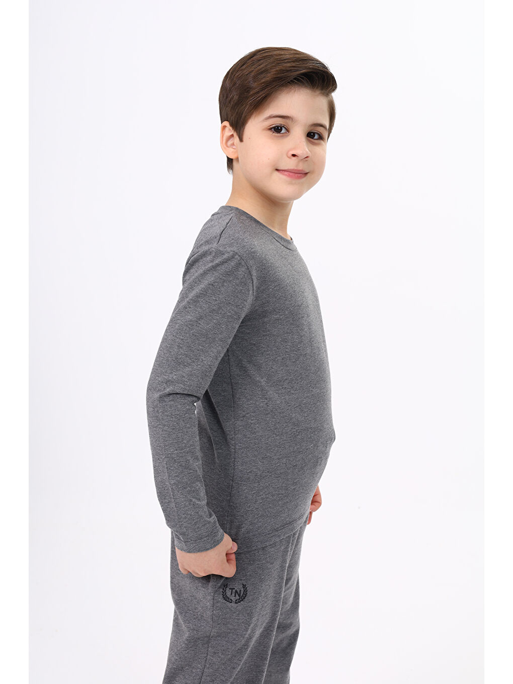 Antrasit Erkek Çocuk Baskılı Tişört-1