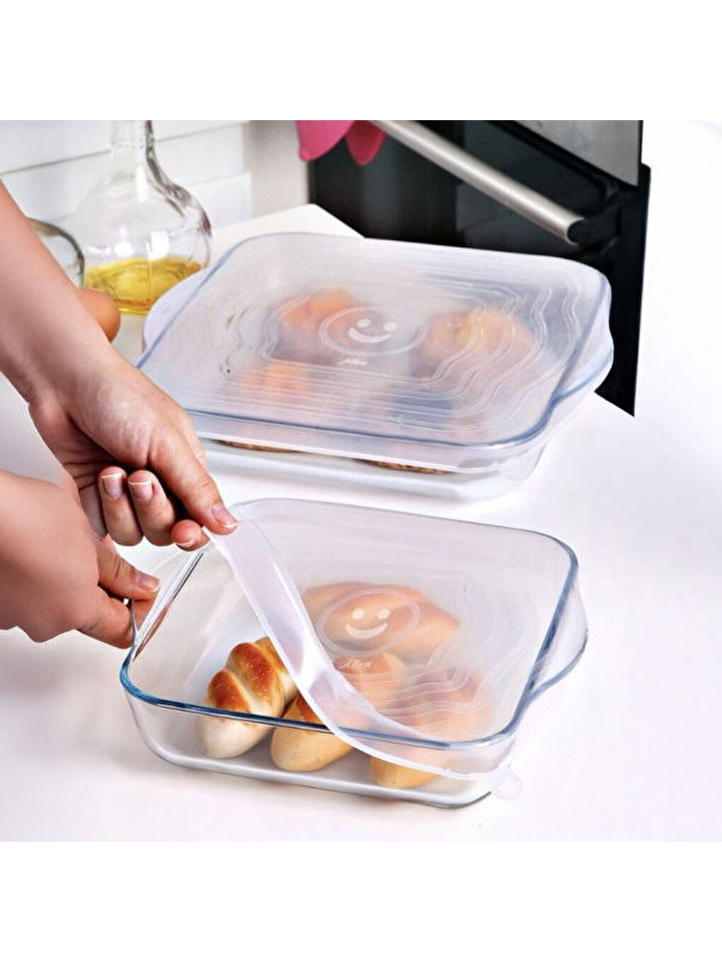 Renksiz 2'li Kare Silikon Borcam Kapağı - Şeffaf