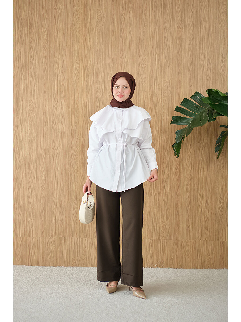 Kadın Pelerin Görünümlü Gömlek Beyaz-4