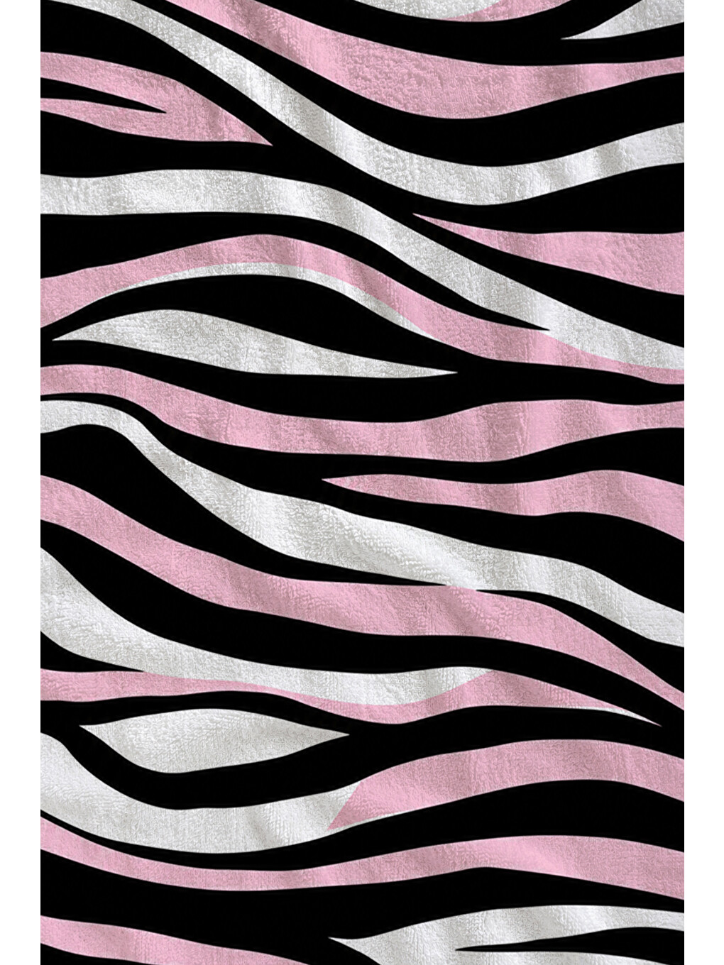 Pop Art Pembe Siyah Zebra Çizgili Desenli 70x150 Plaj Havlusu - Dijital Baskılı Banyo Havlusu-2