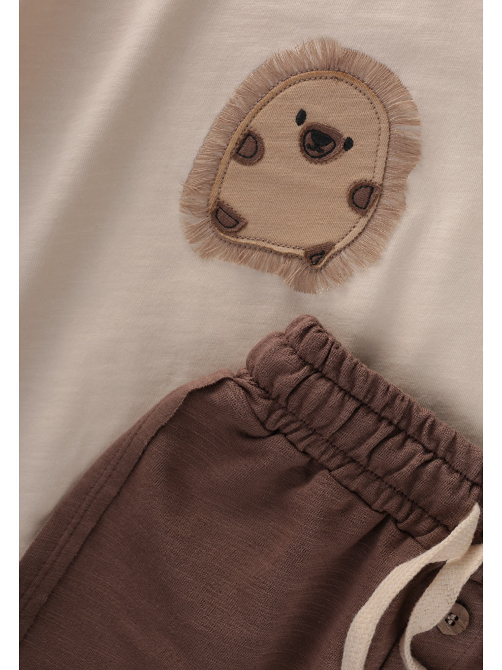 Kirpi Aplikeli T-Shirt Takım 1-5 Yaş Ekru-3