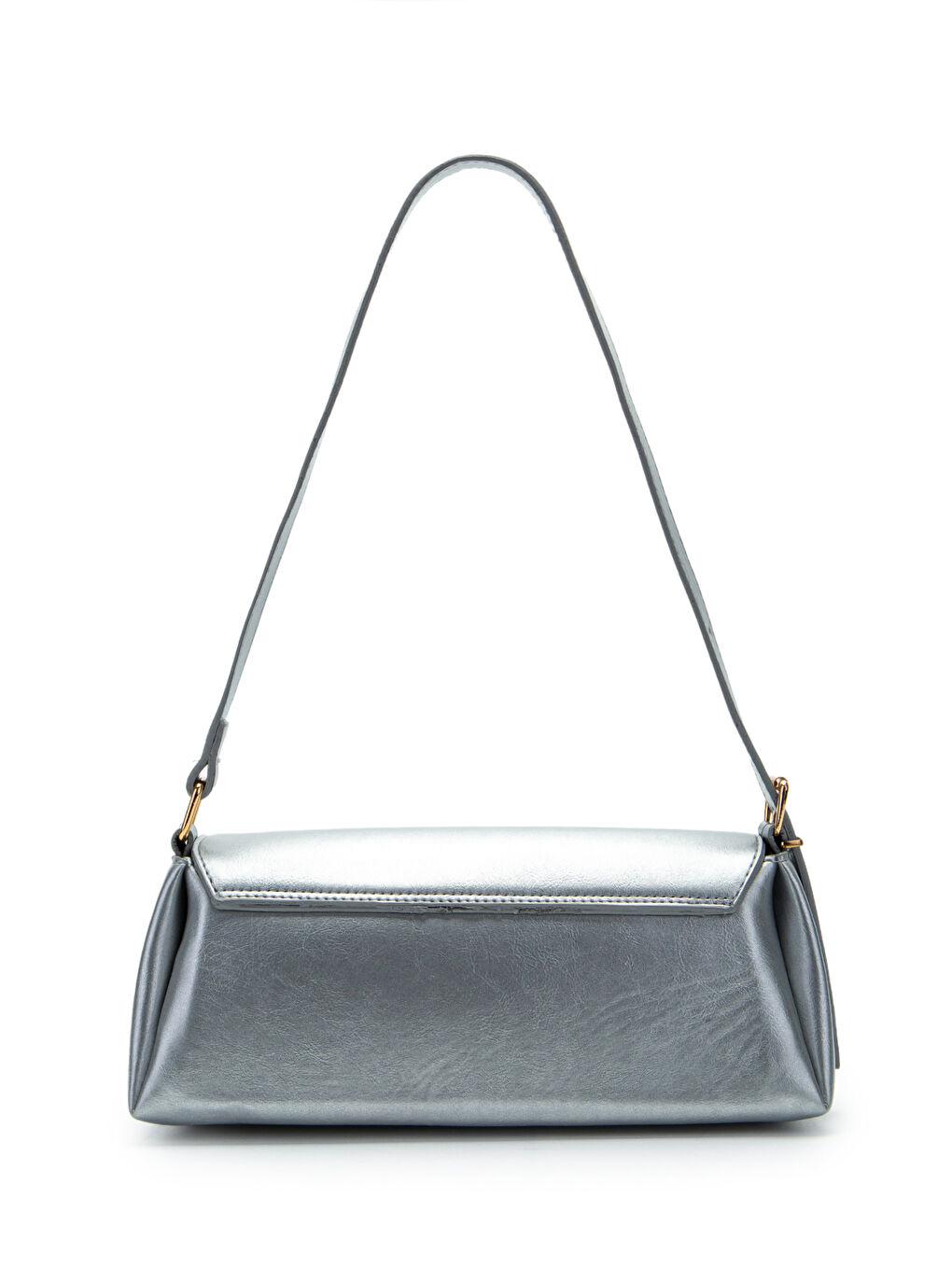 Gri Suni Deri Axel Dikdörtgen Kadın Kol Çanta Silver-2