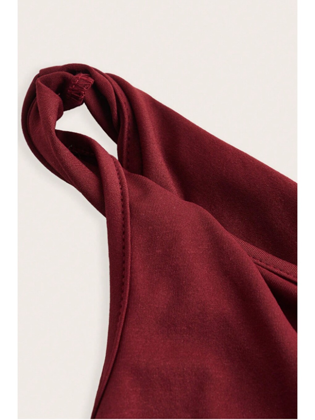 Bordo Kadın Tek Omuz Bluz Asimetrik Kesim Elastanlı Crop ve Modern Tasarım-4
