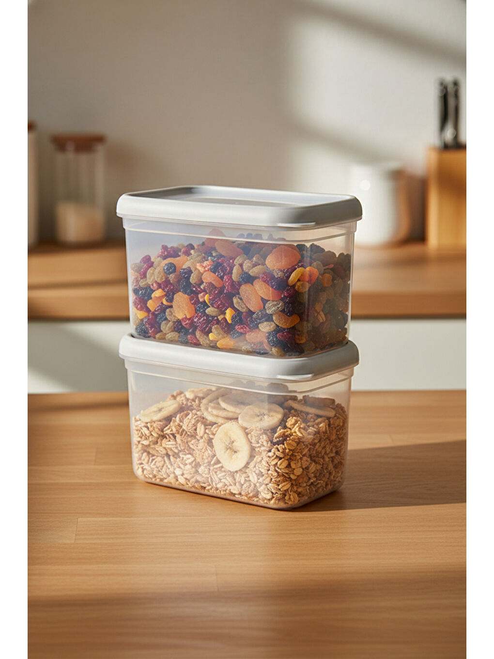 Hide Plus 2'li Saklama Kabı 1900 ml Beyaz