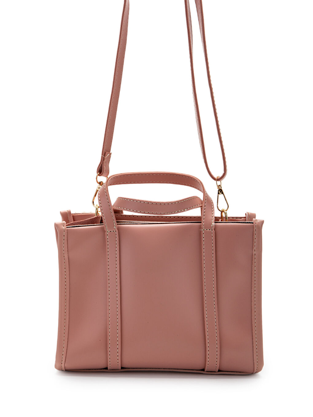 Pembe Kemer Detaylı Hasır Kadın Çapraz Çanta Dimitri Pudra-4