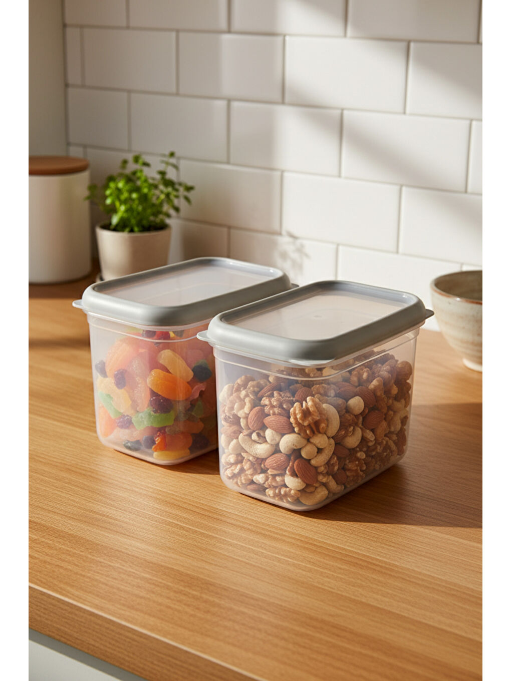 Hide Plus 2'li Saklama Kabı 1900 ml Beyaz-1