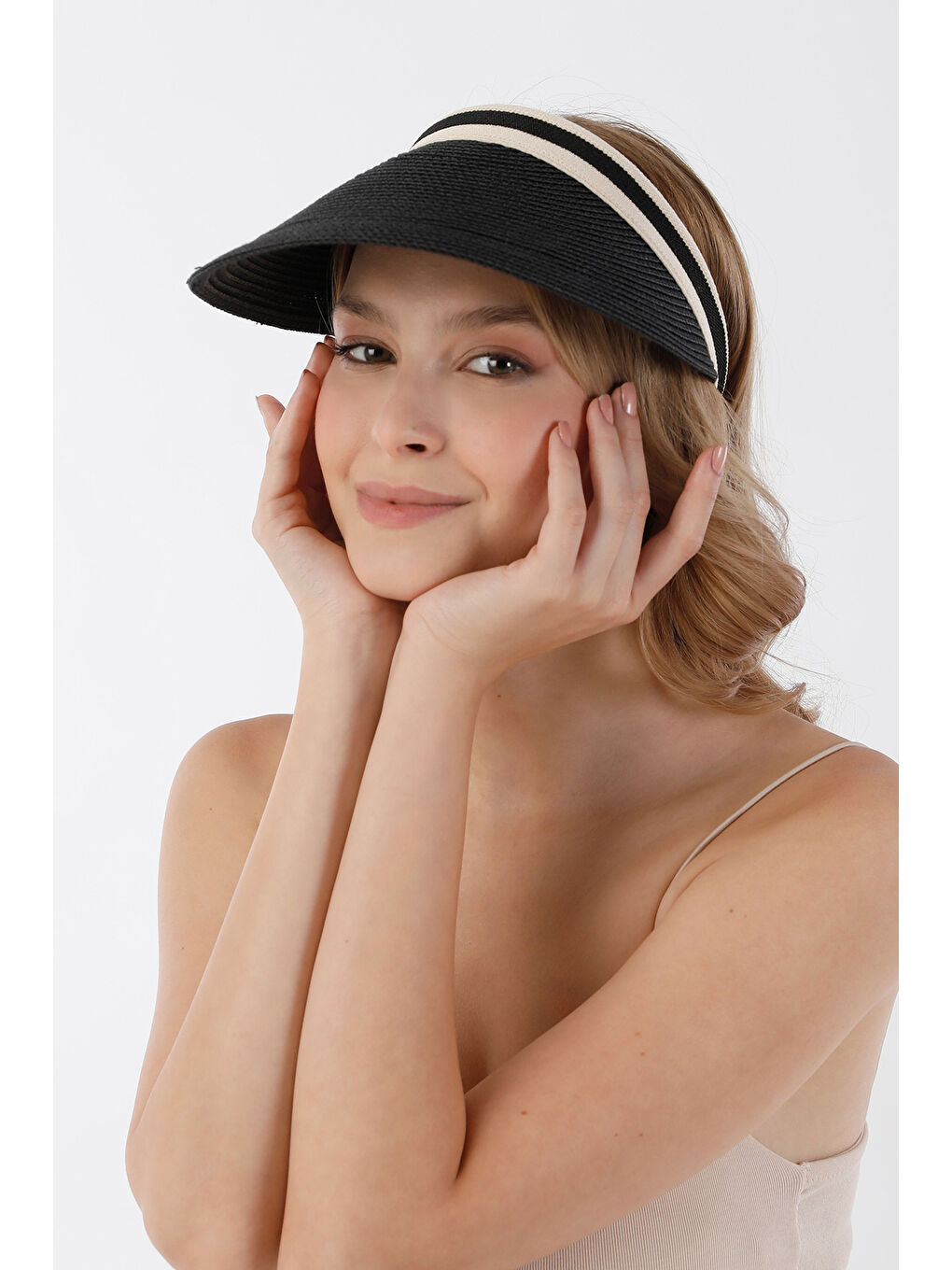 Bej Siperli Hasır Şapka-1