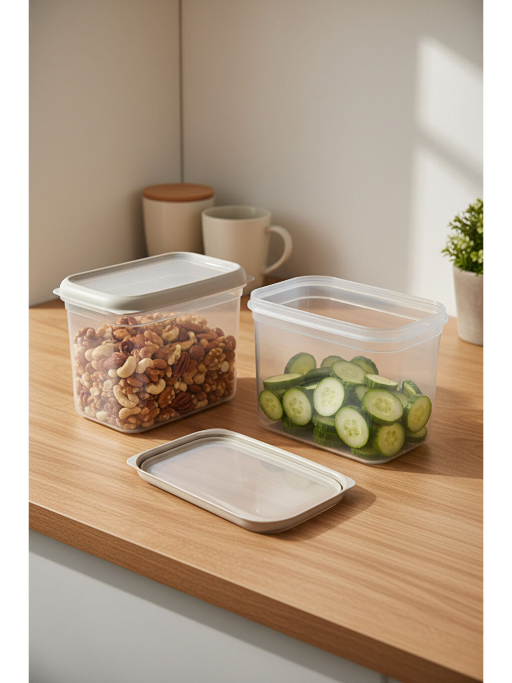 Hide Plus 2'li Saklama Kabı 1900 ml Beyaz-2