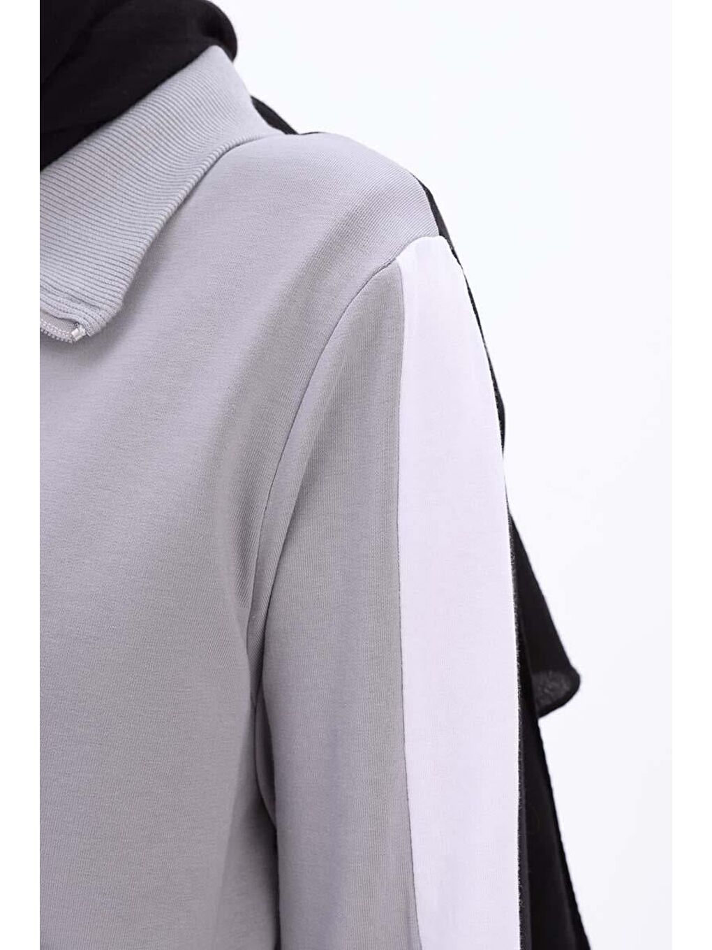 Gri-Siyah-Pamuklu Garnili Etekli Takım-6