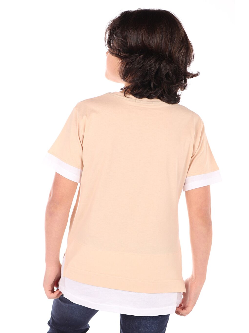 Bej Erkek Çocuk Baskılı Tişört-2