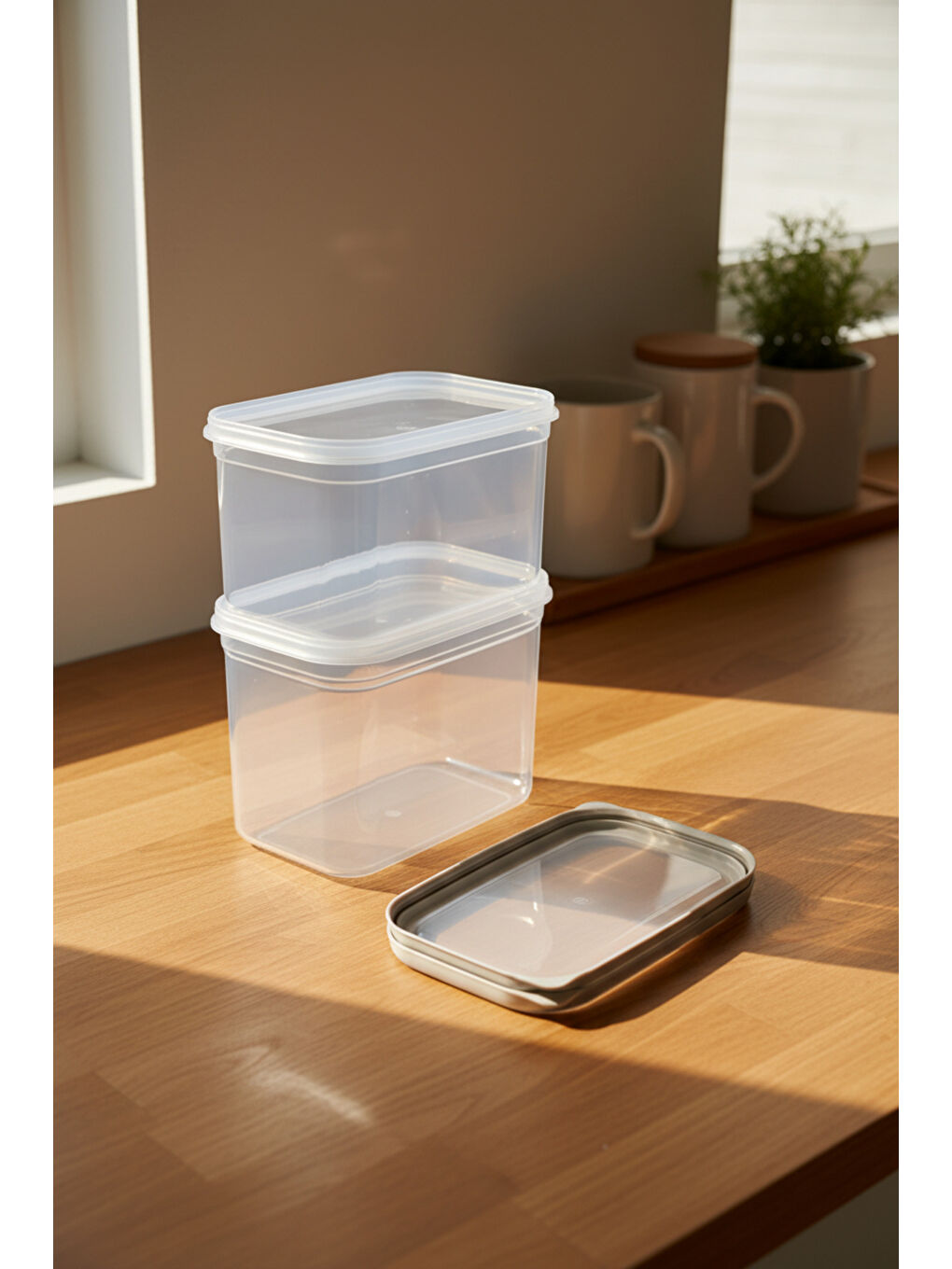 Hide Plus 2'li Saklama Kabı 1900 ml Beyaz-4