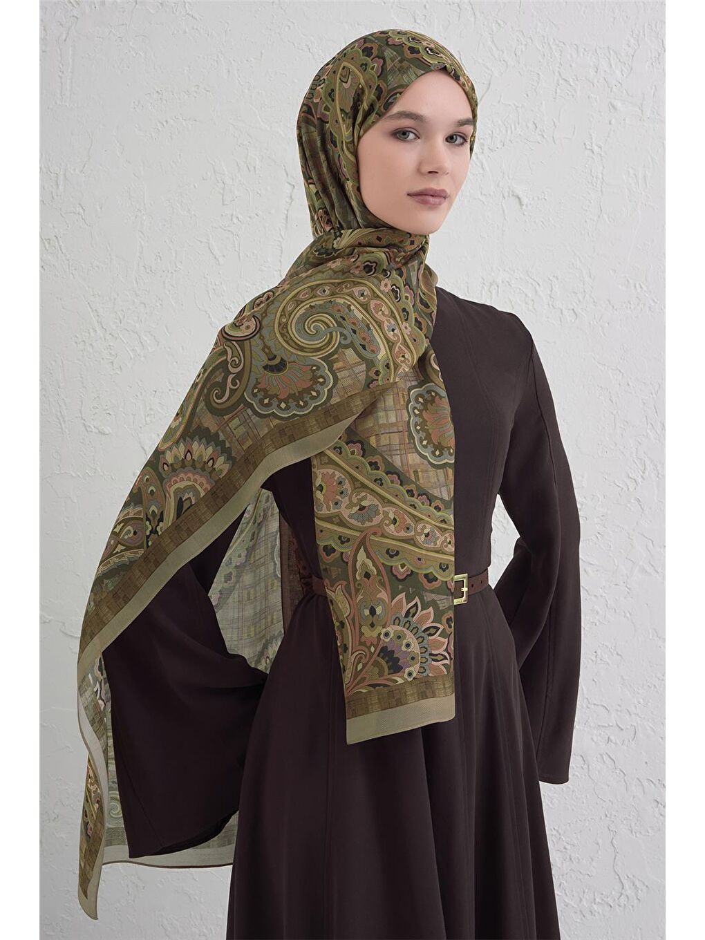 Yeşil Yün İpek Harmony Şal 327 37