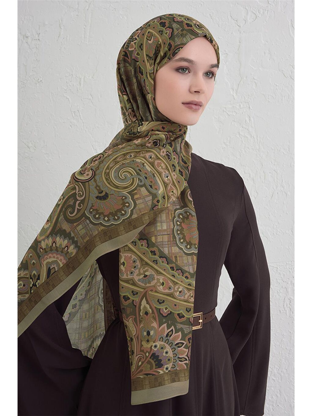 Yeşil Yün İpek Harmony Şal 327 37-2