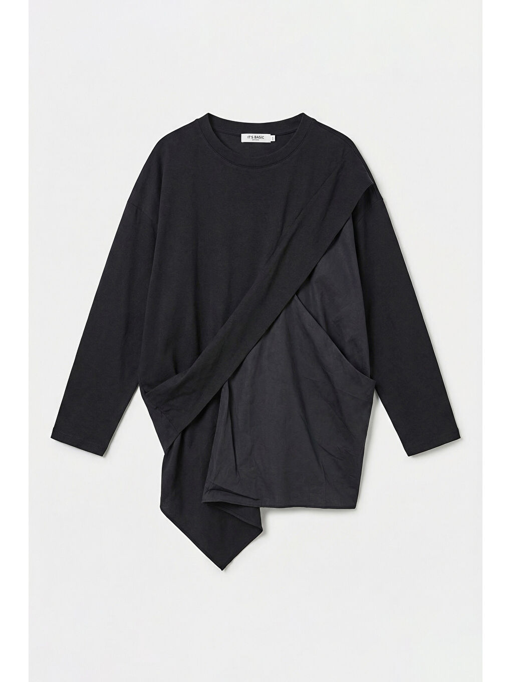 Kadın Siyah w5 Oversize Çift Parça Tasarım Gömlek Sweatshirt-2