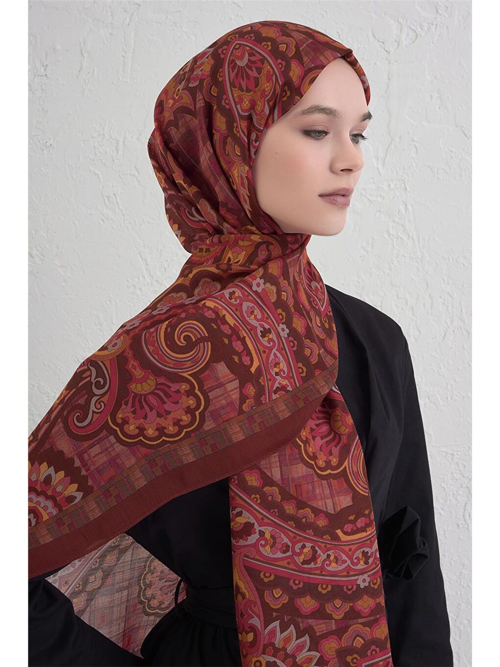 Kırmızı Yün İpek Harmony Şal 327 82-1