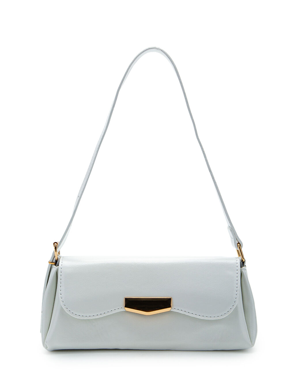 Suni Deri Axel Dikdörtgen Kadın Kol Çanta Beyaz