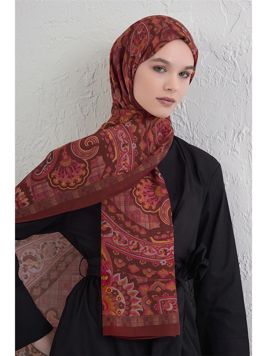 Kırmızı Yün İpek Harmony Şal 327 82-3