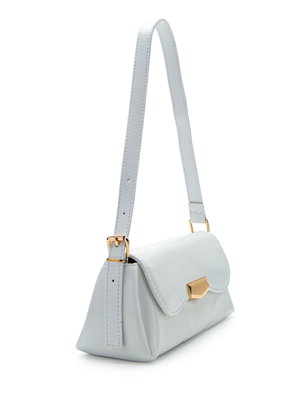 Suni Deri Axel Dikdörtgen Kadın Kol Çanta Beyaz-1