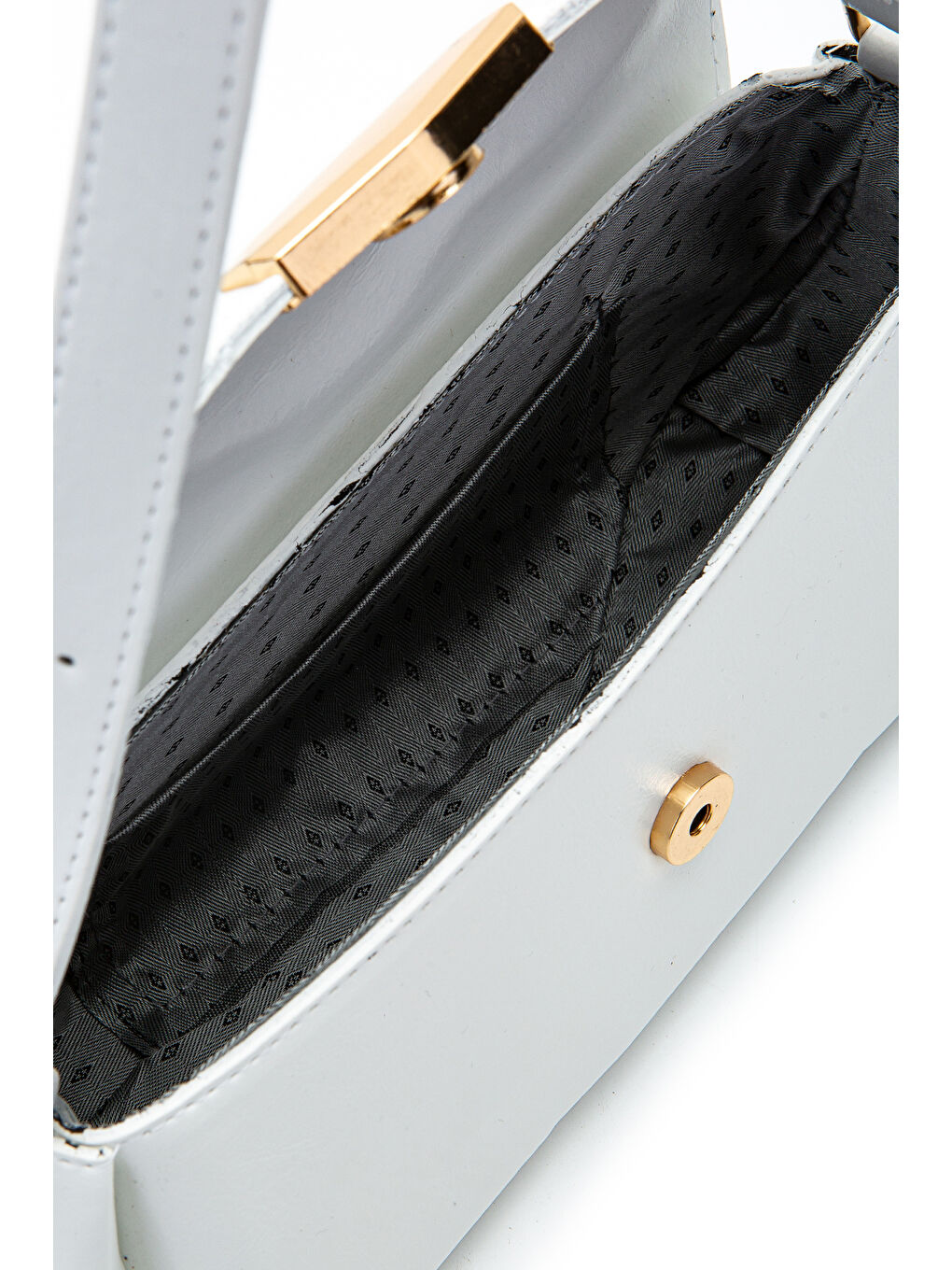 Suni Deri Axel Dikdörtgen Kadın Kol Çanta Beyaz-3