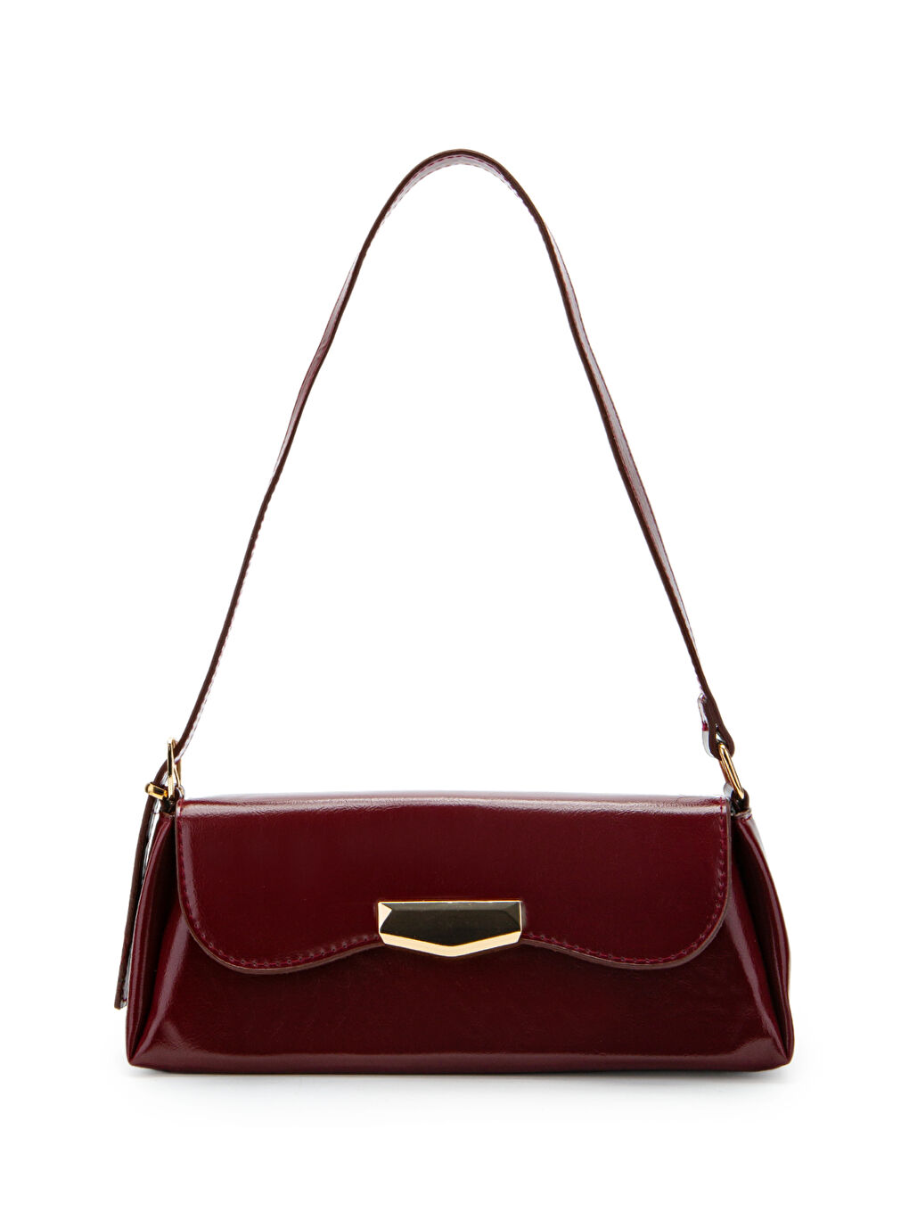 Suni Deri Axel Dikdörtgen Kadın Kol Çanta Bordo