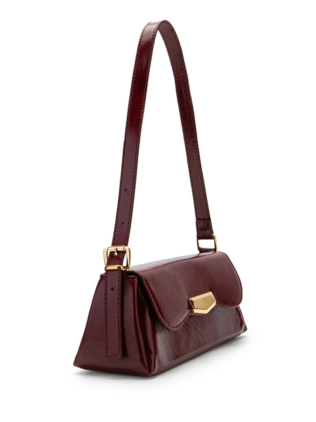 Suni Deri Axel Dikdörtgen Kadın Kol Çanta Bordo-1