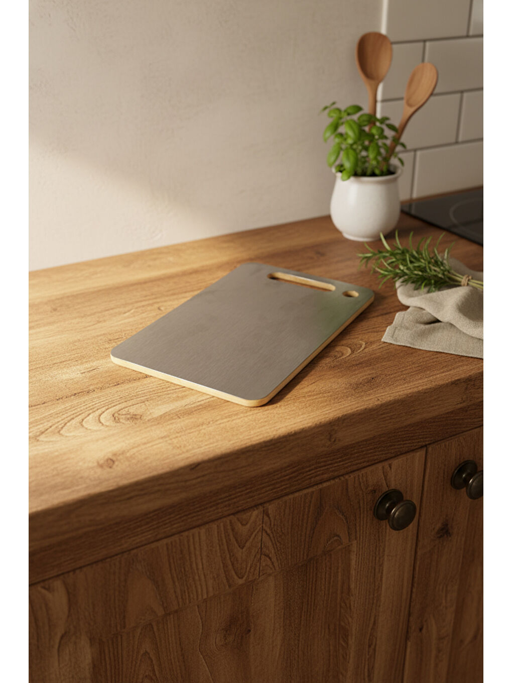 Kahverengi Stalura Çift Taraflı Kesme Tahtası Orta-3