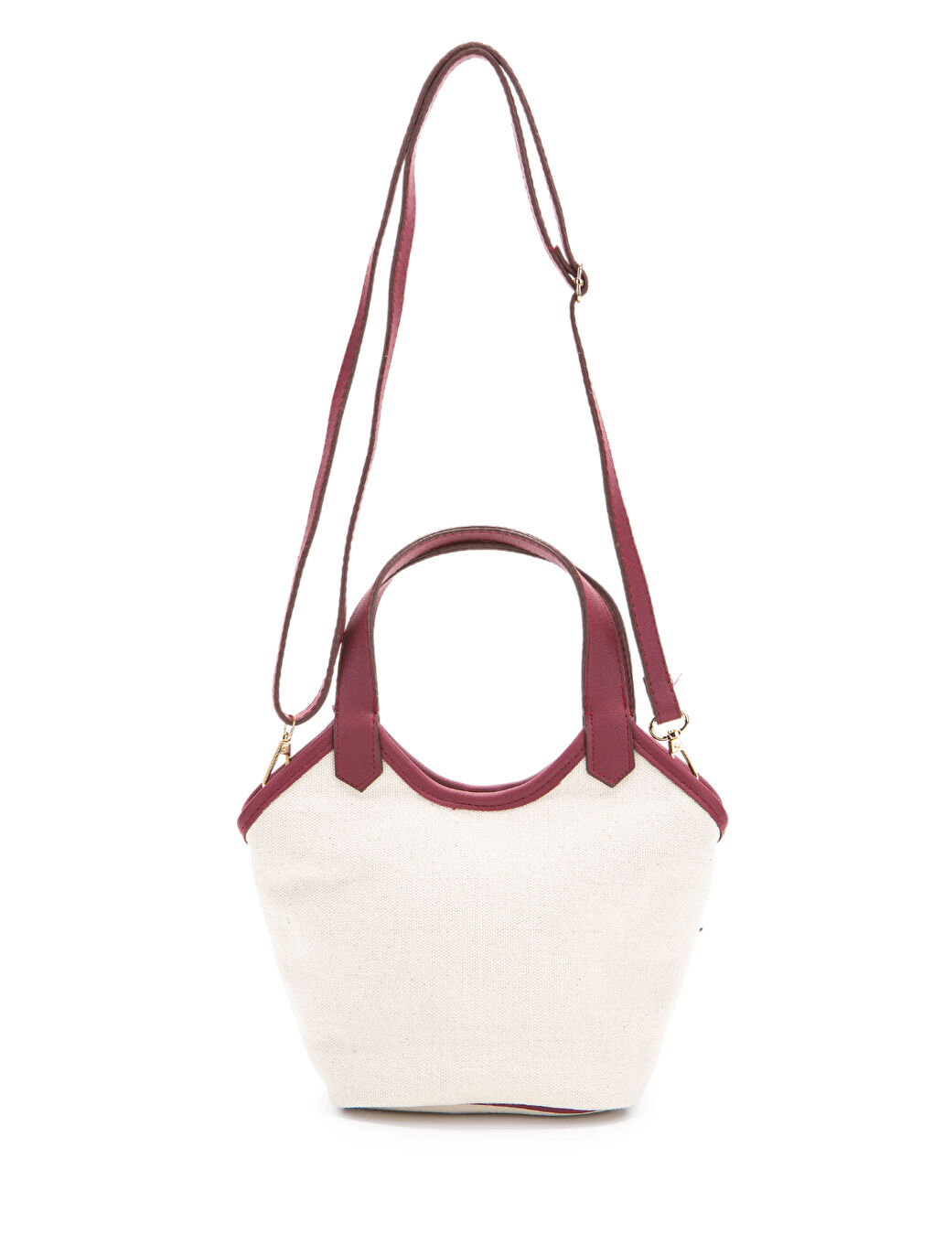 Keten Deri Detaylı Kadın Çapraz Kova Çanta Ryan Bordo-1