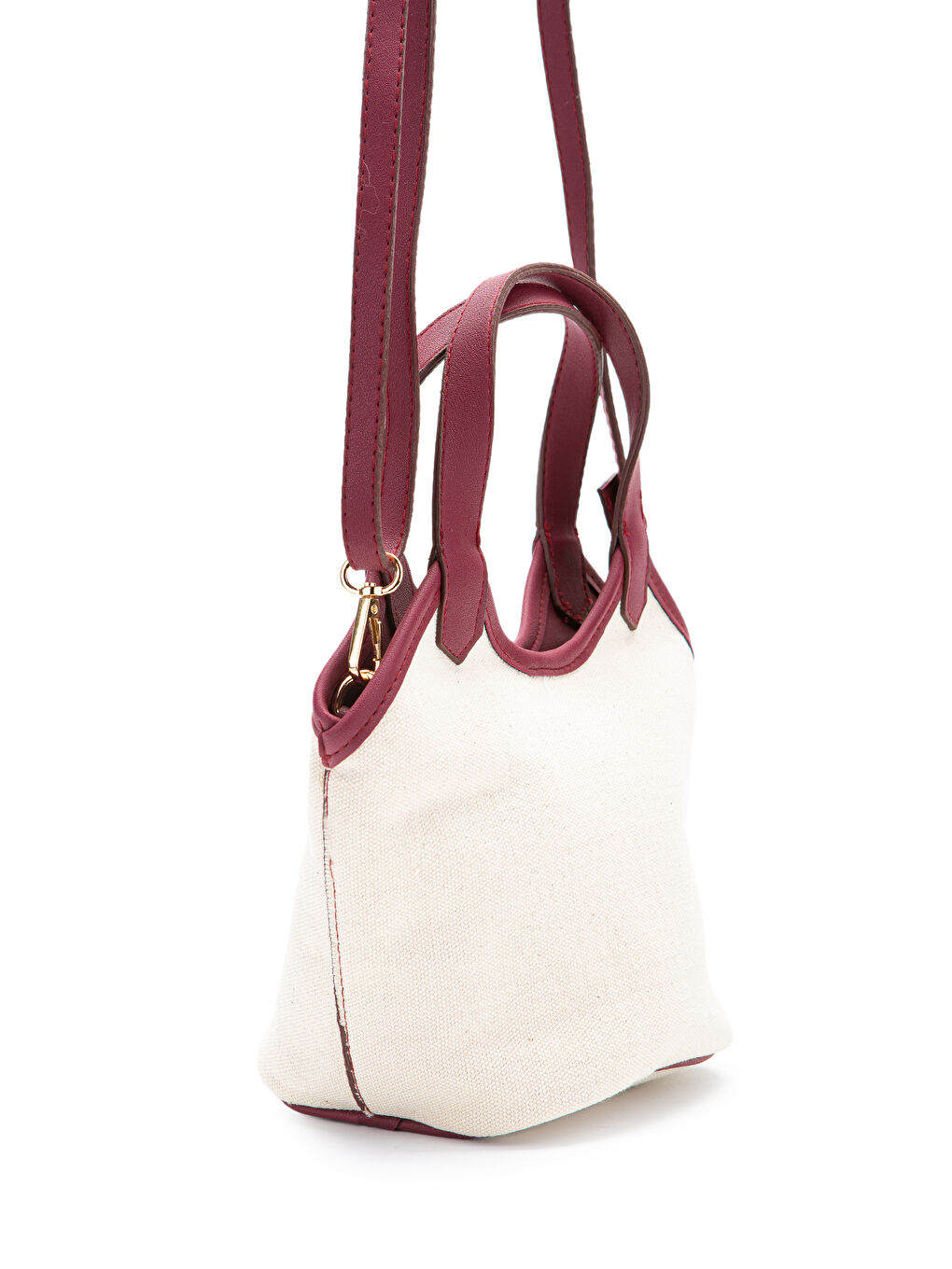 Keten Deri Detaylı Kadın Çapraz Kova Çanta Ryan Bordo-3