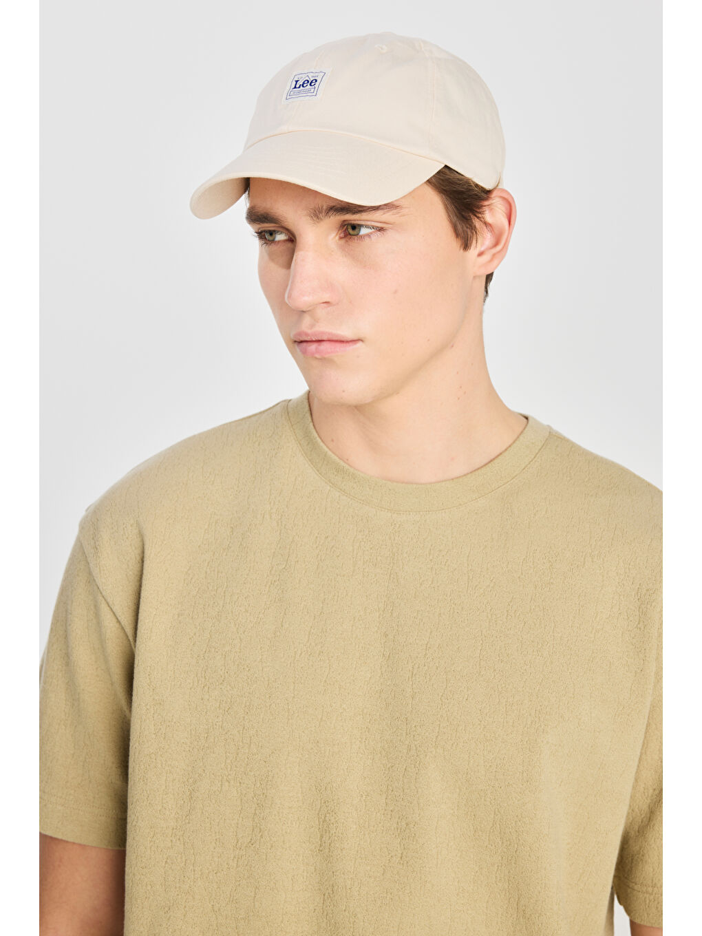 Relaxed Fit Geniş Kesim Bisiklet Yaka Pamuklu Açık Yeşil Tişört-3