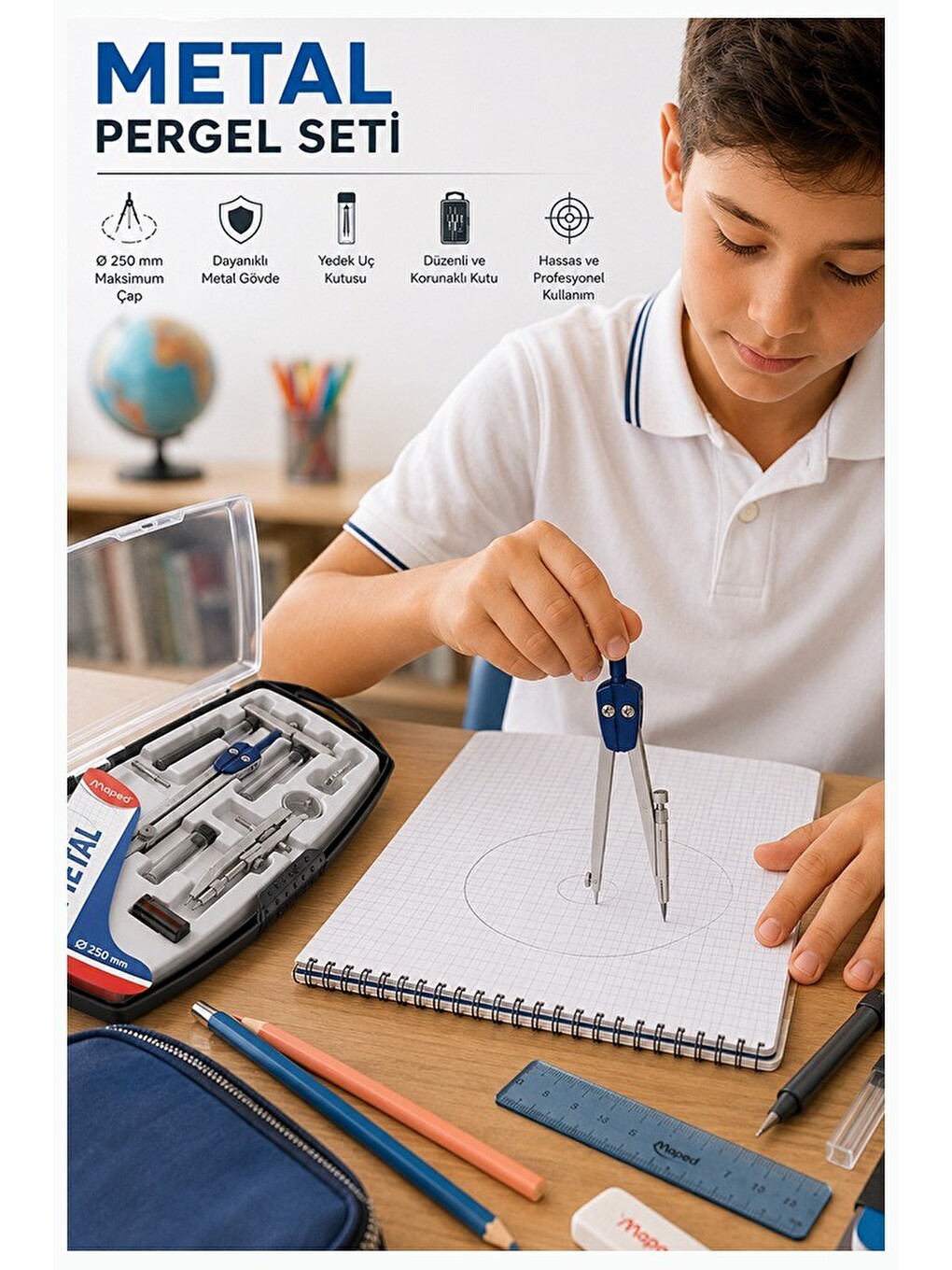 Metal Pergel Seti 8 Parça 1 197514 Profesyonel Pergel Çizim Proje Matematik Geometri Mimar Müh-1
