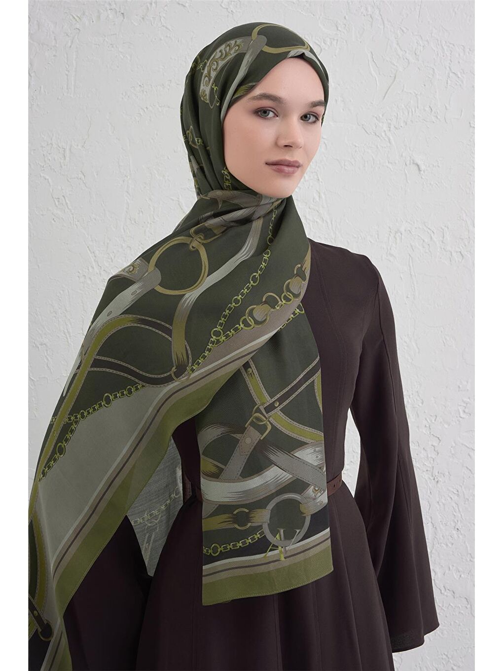 Haki Yün İpek Harmony Şal 9315 32-1