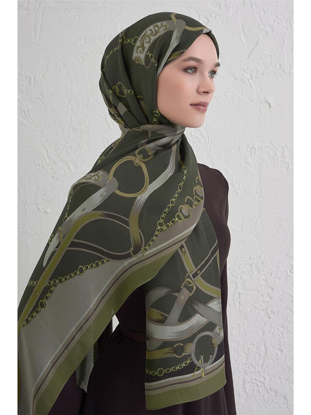 Haki Yün İpek Harmony Şal 9315 32-2