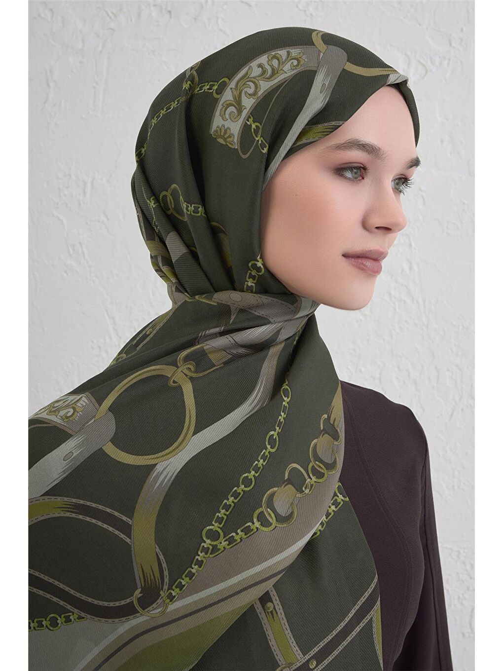 Haki Yün İpek Harmony Şal 9315 32-3