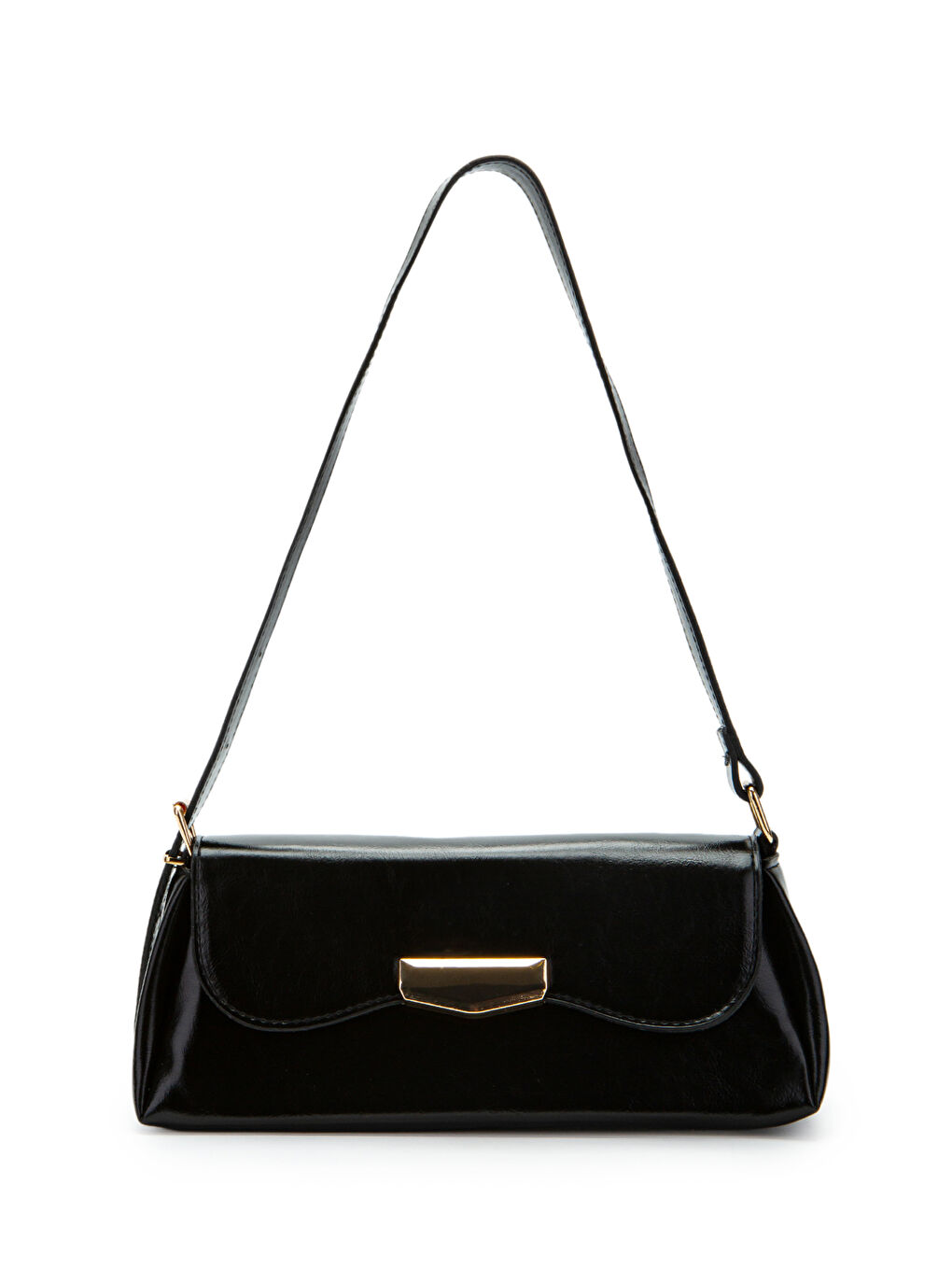 Suni Deri Axel Dikdörtgen Kadın Kol Çanta Siyah