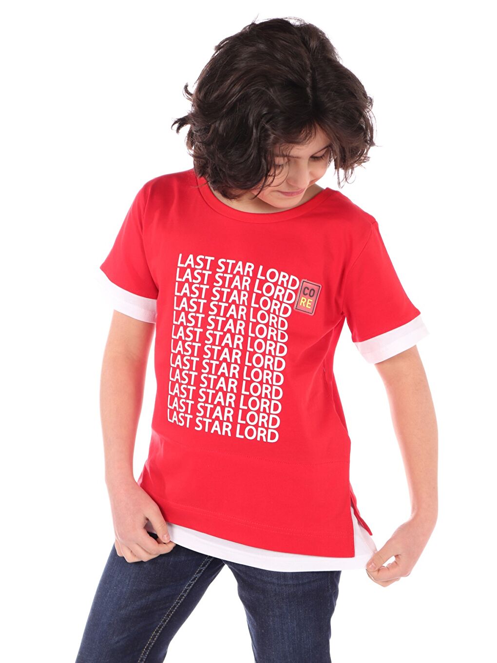 Kırmızı Erkek Çocuk Baskılı Tişört