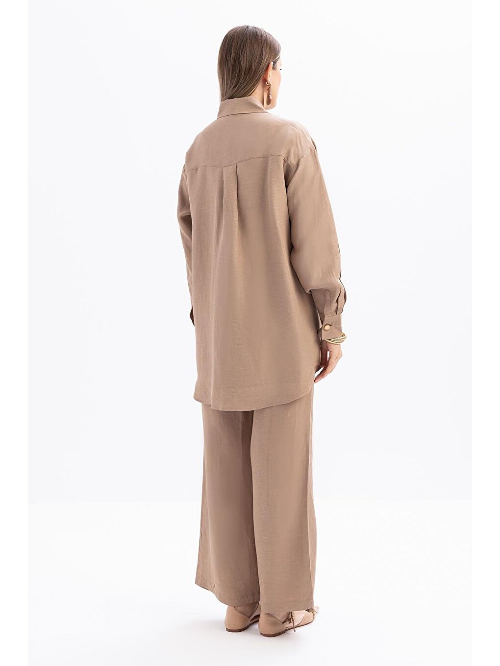 Beyaz Vizon-Nakışlı Keten Gömlek-2