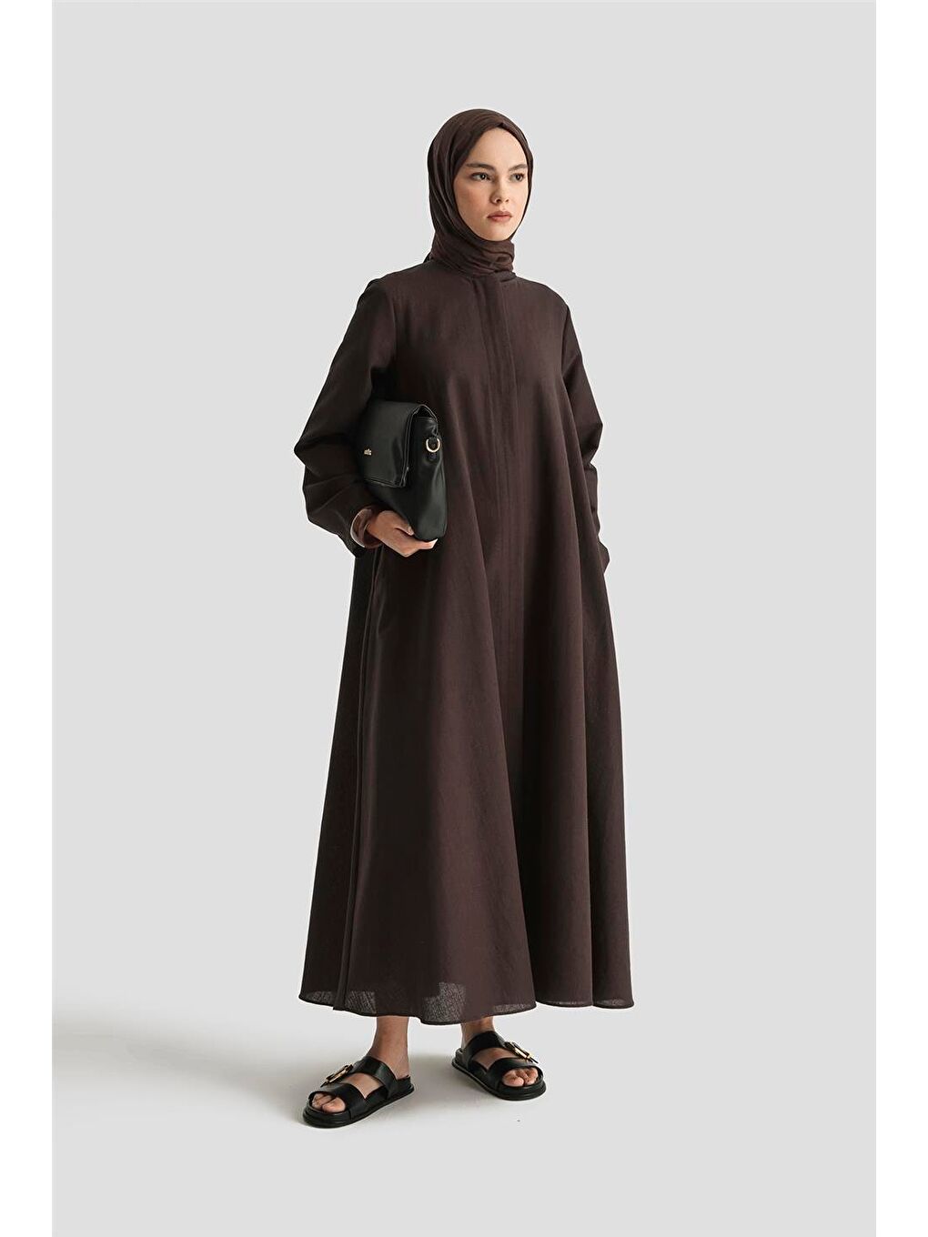 Kahverengi Keten Basic Ferace 25Y8303 Kakao-1