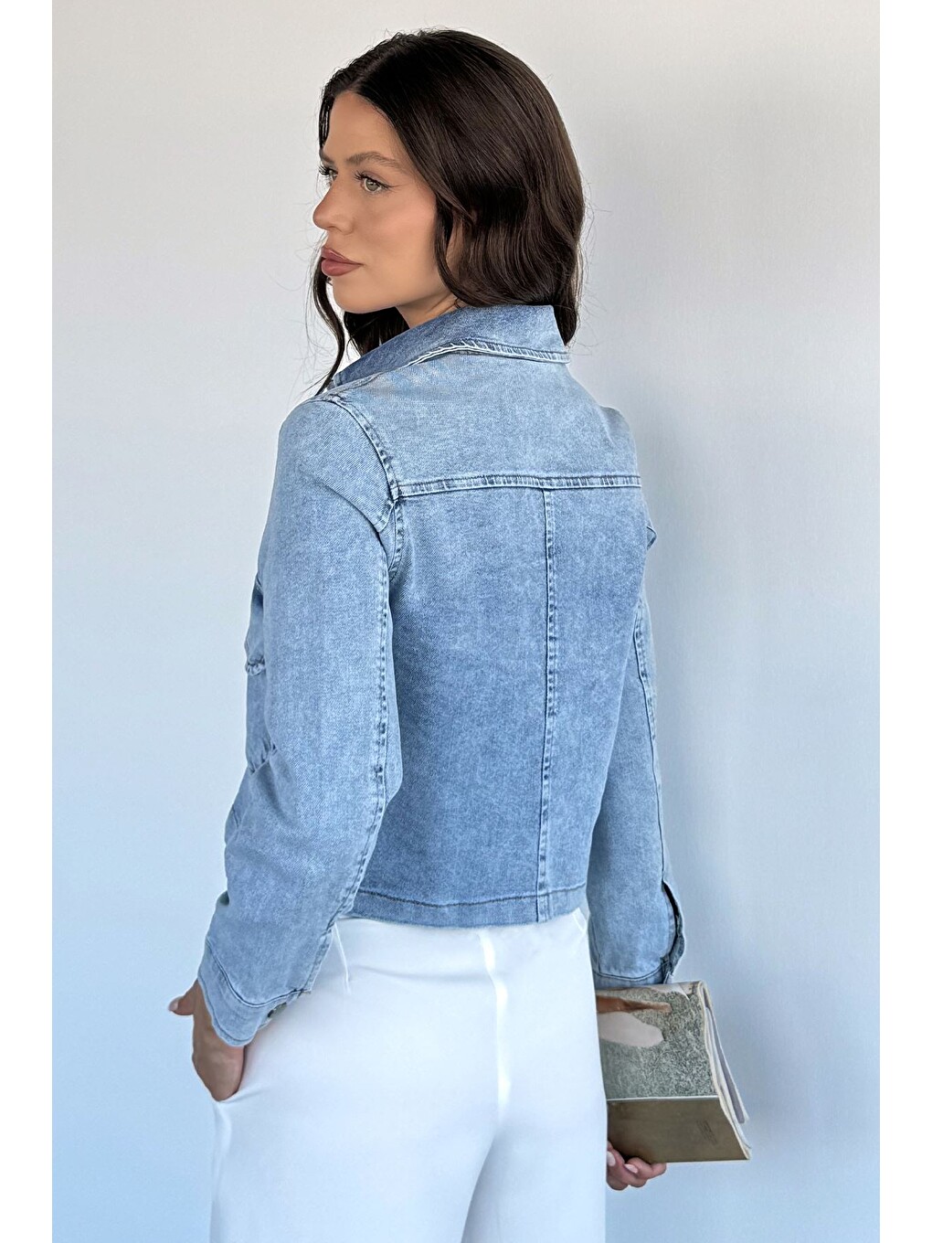 Mavi Kadın Çift Cepli Jean Jean Ceket-3