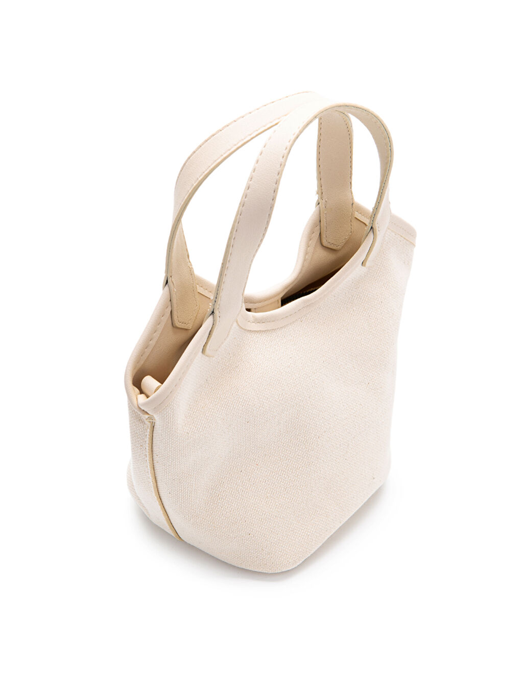 Keten Deri Detaylı Kadın Çapraz Kova Çanta Ryan Bej-2