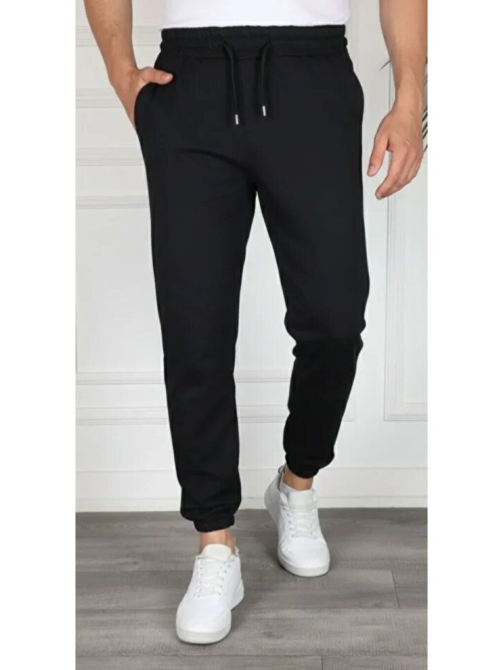 Siyah Erkek Jogger Eşofman Altı Rahat Kalıp, Cepli, Lastikli Paça